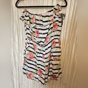 Floral & Striped Romper with Pockets- Women's Size L (fits like Size S) WITH TAG